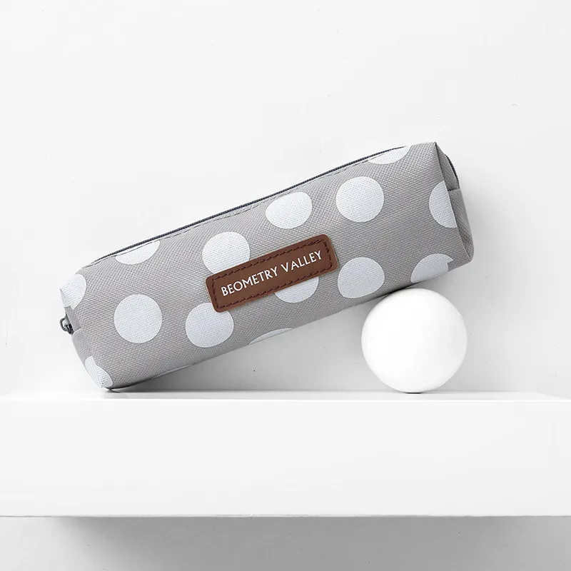 Creative Fashion School Student Stationery Zipper Canvas Grid Pencil Case