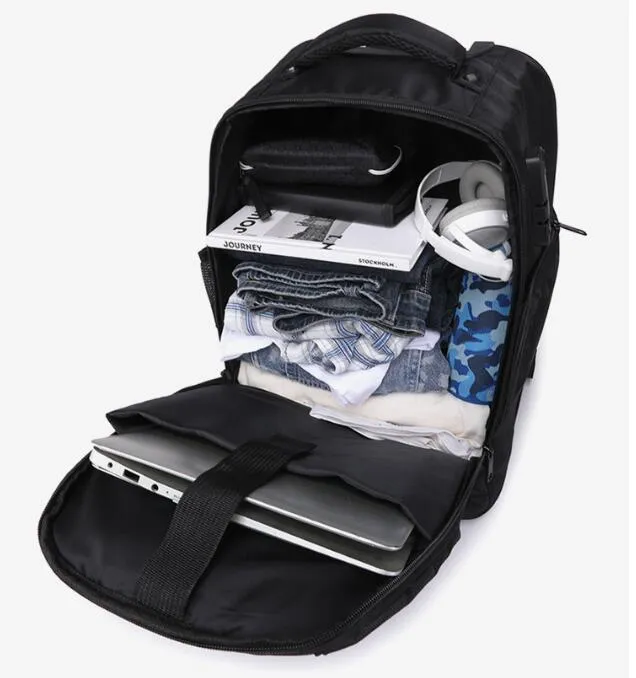 Men Wholesale Customized Wheel Trolley Travel Bag Backpack Rolling Travel Backpack Business Backpack
