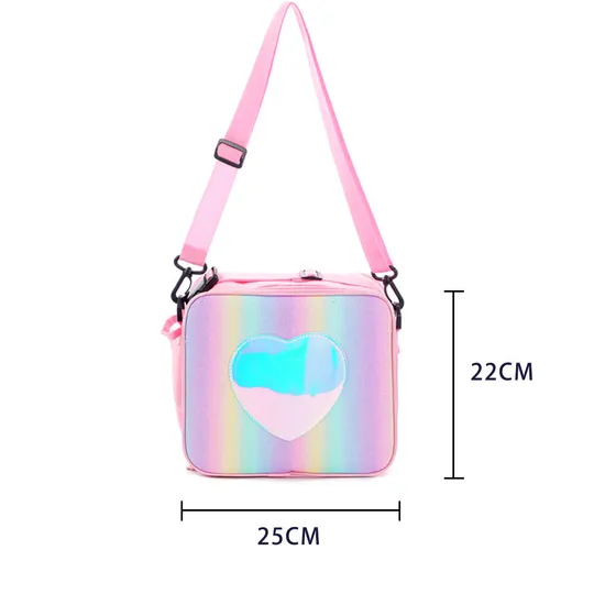 Fashion Holographic Rainbow Travel Thermal Picnic Bag Kids Portable School Insulated Food Lunch Cooler Bag for Children