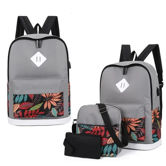 New Simple Large Capacity Backpack Business Leisure Computer Package Outdoor Travel Three-Piece Backpack