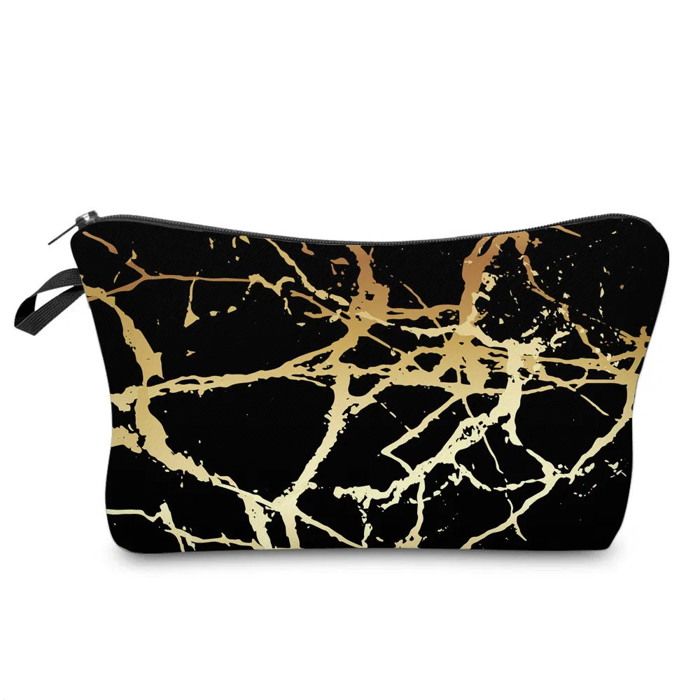 Fashion Custom Marble Zipper Cosmetic Pouch Large Capacity Leather Pencil Bag