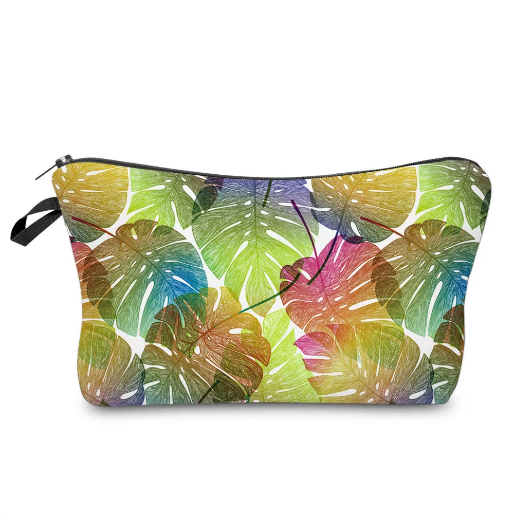 Fashion Retro Leaf Design Girls Pencil Pouch Travel Cosmetic Makeup Bag Custom