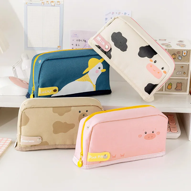 Factory Price Large Capacity Pen Case Cute Pen Bag Office Stationery Bag Pencil Case