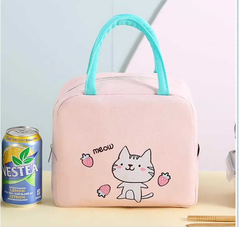New 600d Oxford Cute Trending Recycle Cooler Bag with Custom Printed Logo Aluminum Foil Lunch Tote Bento Bag