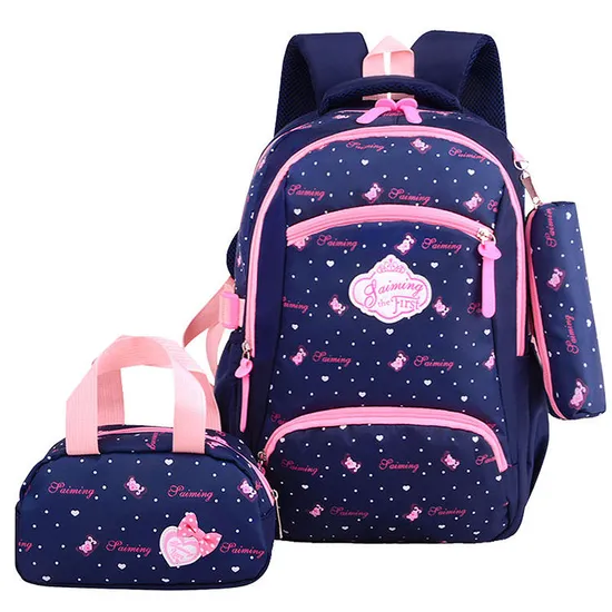 Child Waterproof Backpack Girls Bag New Kids Schoolbag Set