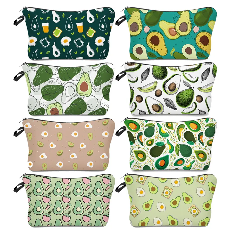 Large Capacity Cartoon Cute Avocado Pencil Pouch Make up Cosmetic Bag for Girls