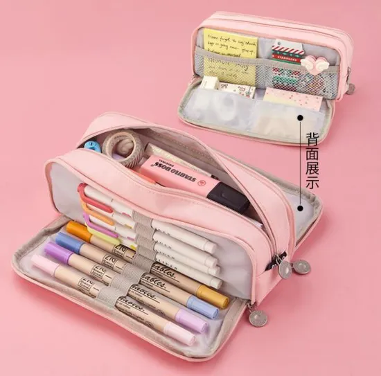 Large Capacity Pencil Pen Case Big Capacity Storage Bag Pouch Box Stationery Organizer with Zippers for Office and School