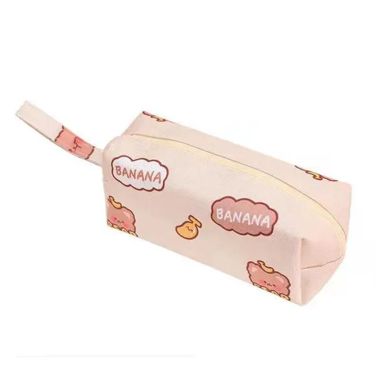 School Large Capacity Cute Cartoon Bear Zipper Pencil Case Canvas for Children