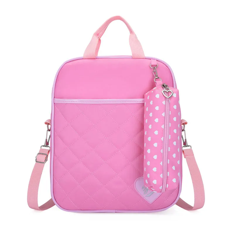 Fashion 3PCS Cute Pink Printing Polyester Backpack School Child Bag Set for Girl