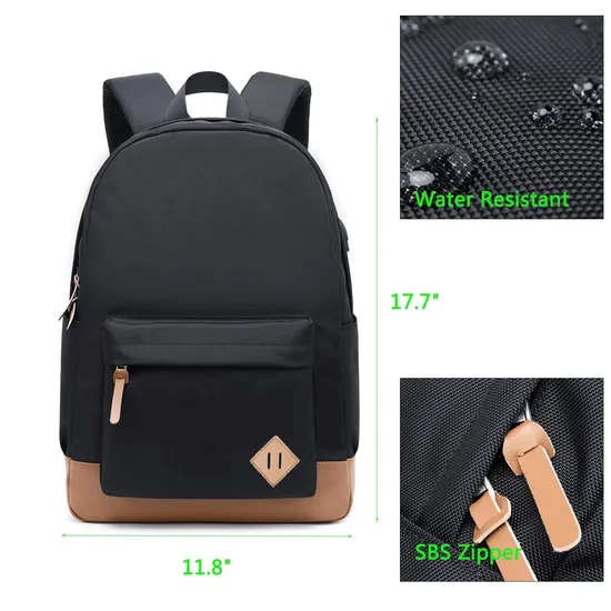 Classical Basic Travel Backpack Student College Men Water Resistant Laptop School Bag Bookbag with USB Charging