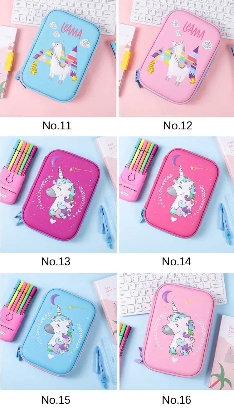 New Large Capacity Pen Bag Cute Cartoon Unicorn Pencil Case with Zipper