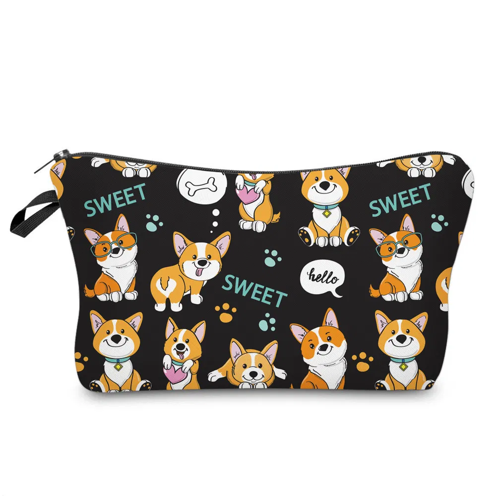 2023 New Customized Cartoon Cute Dog Pencil Pouch Lady Cosmetic Makeup Bag