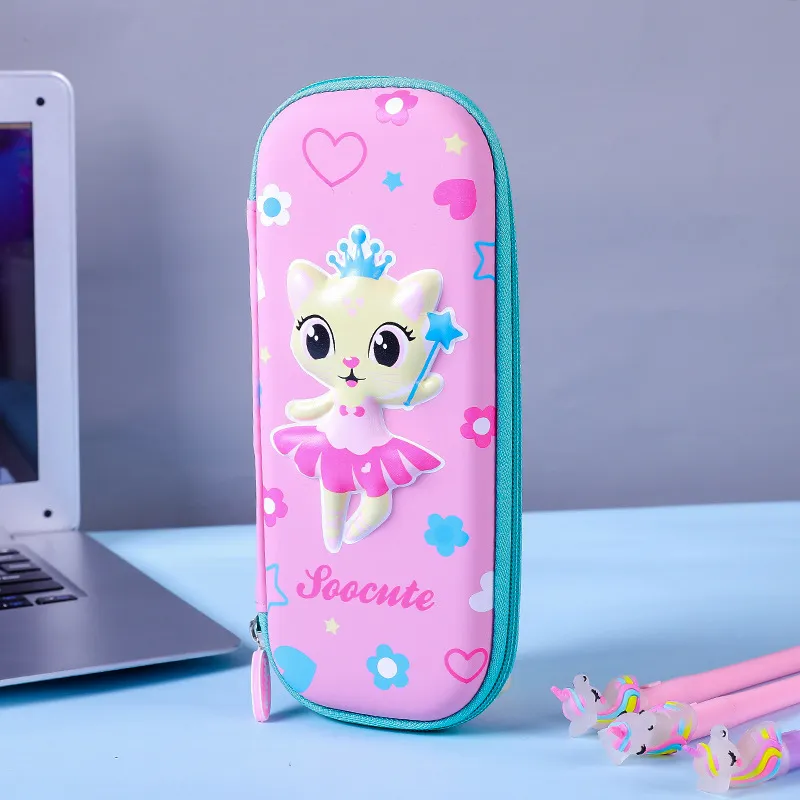 3D Embossed Pencil Case for Kids Pen Pouch for Kids Zipper Closure Crayon Organizer Box