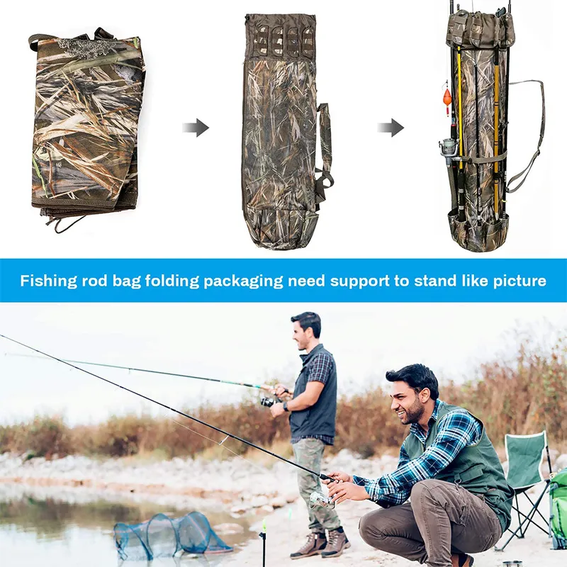 Factory Customized Canvas Fishing Rod Storage Bag Travel Handbag Large Capacity Fishing Bag