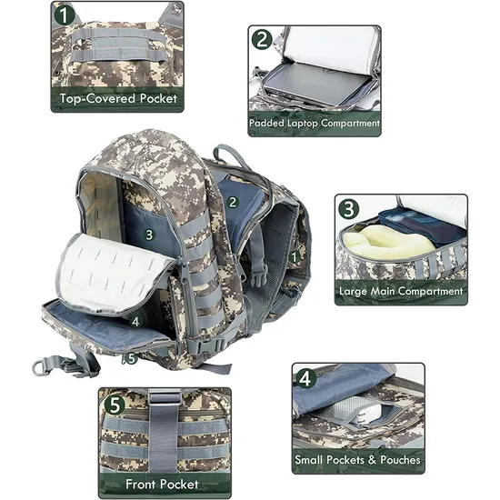 Tactical Style Camouflage Style Hiking Camping Backpack