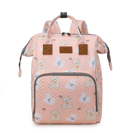 Trendy Wave Pattern Mommy Bag Large Capacity Lightweight Baby Diaper Backpack
