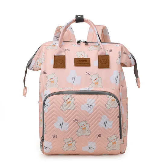 Trendy Wave Pattern Mommy Bag Large Capacity Lightweight Baby Diaper Backpack