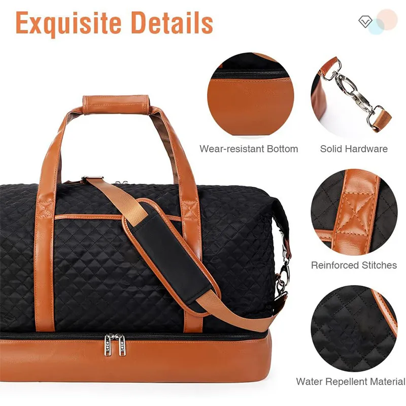 Hot Selling Women&prime;s Overnight Bag Business Travel Bag Set with Shoe Compartment