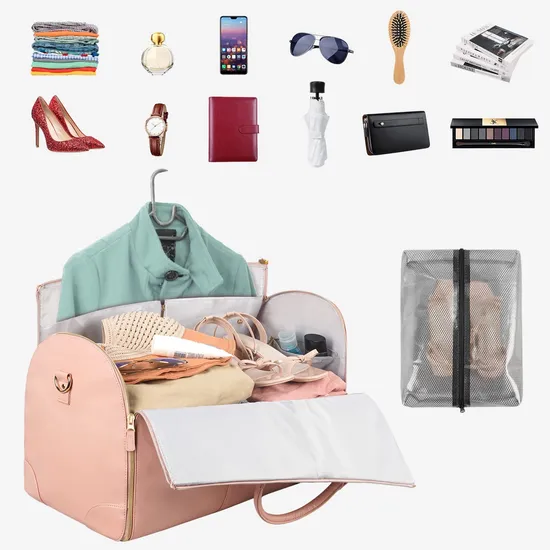 New Women Folding Suit Travel Bag Multi Functional Storage Large Capacity PU Handheld Luggage Bag