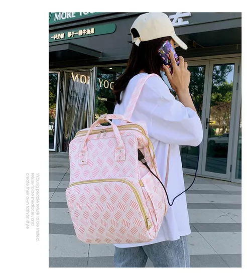 New Folding Multi Functional USB Charging Port Baby Bed Mommy Backpack