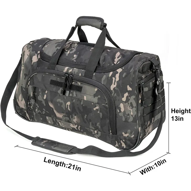 Cross Border New Tactical Camouflage High-Capacity Portable Fitness Bag Travel Storage Bag with Independent Shoe Compartment