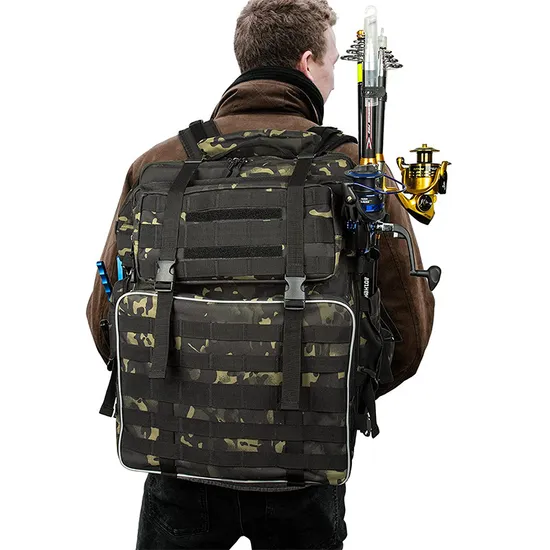 Factory Customized Tactical Camouflage Large Capacity Road Bag Fishing Gear Backpack Fishing Bag