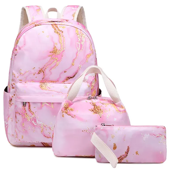 New Colorful Backpack for Primary and Secondary School Students Printed Schoolbag Women′s Three Piece Set