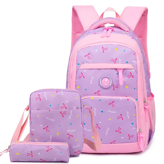 Factory Primary and Secondary School Students Bag Fashion Casual Backpack Three Piece Set
