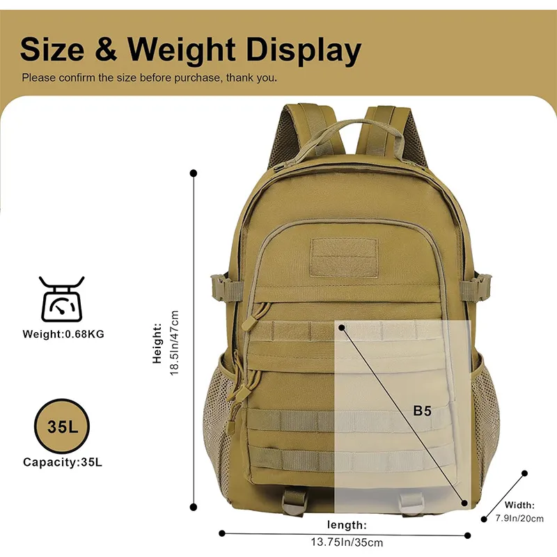 Factory Customized Outdoor Mountaineering Hiking Tactical Backpack