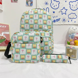 Girl′s Cartoon Cute Animal Three Piece Set Student School Bag Large Capacity Travel Backpack with Pen Bag