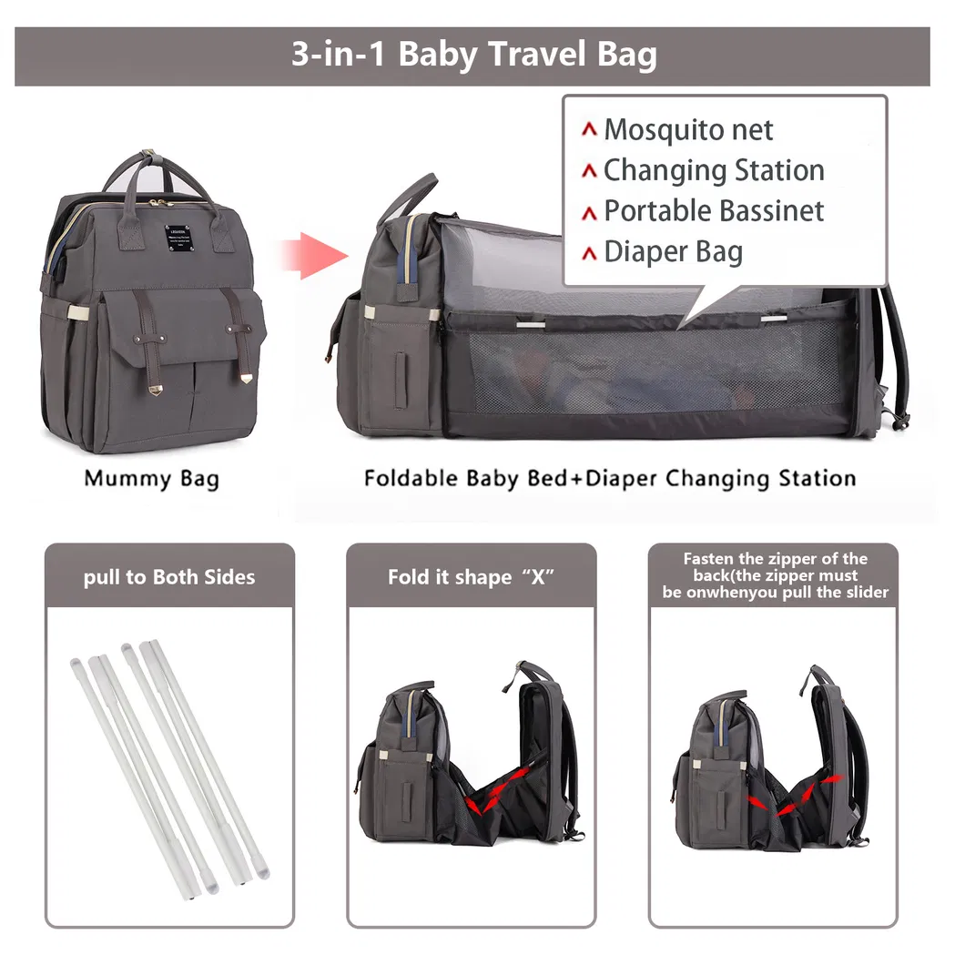 Mommy Bag New Folding Bed Multi Functional Double Shoulder Mom Backpack