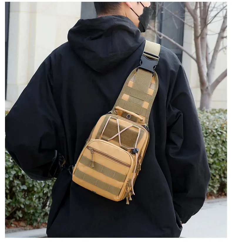 Casual Camouflage Oxford Cloth Large Capacity Mens Mountaineering Chest Bag Tactical Shoulder Bag