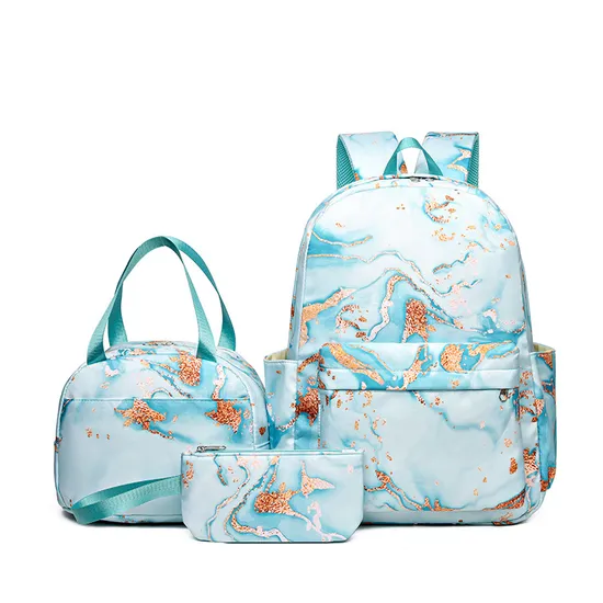 New Gradient Fashion Backpack for Junior and High School Students Three Piece Backpack Set