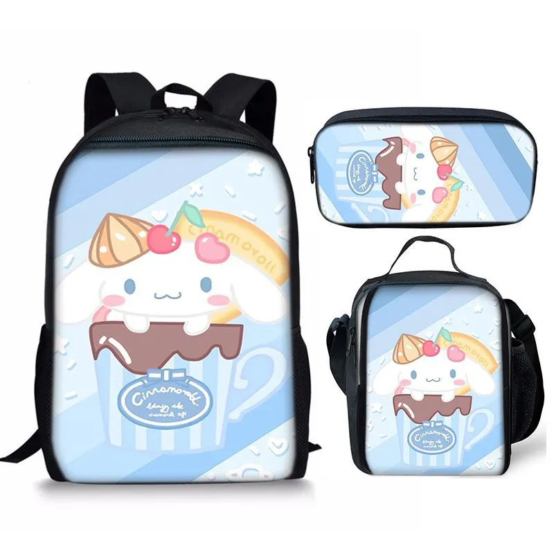 Cinnamoroll Big Ear Dog Primary and Secondary School Student School Backpack Three Piece Set