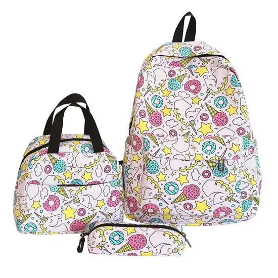 2024 New Printed Children′s Backpack with Large Capacity Three Piece Set for Primary and Secondary School Students