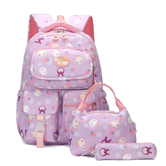 Factory New Elementary School Backpack Splash Proof Large Capacity Casual Three Piece Backpack Set