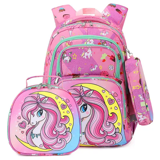 New Backpack for Elementary School Girls and Children 3-Piece Set Backpack Wholesale