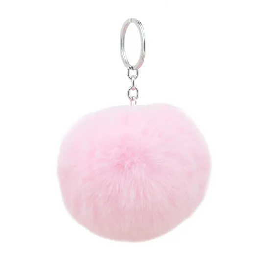 Wholesale Cute Fluffy Keychain Pompom Rabbit Fur Ball Key Chain Car Keyring Women Key Holder Bag Pendant Charm