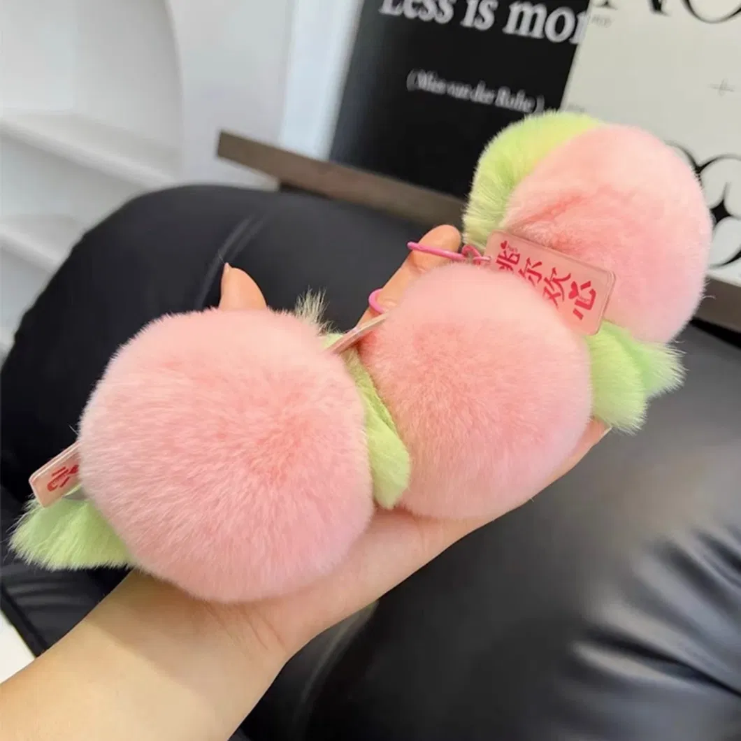 Boutique Rabbit Plush Fruit Keychain Pendant Persimmon Grape Apple Peach Book Bag Pendant Gift