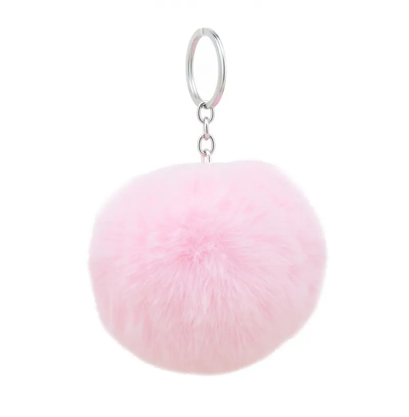 Wholesale Cute Fluffy Keychain Pompom Rabbit Fur Ball Key Chain Car Keyring Women Key Holder Bag Pendant Charm