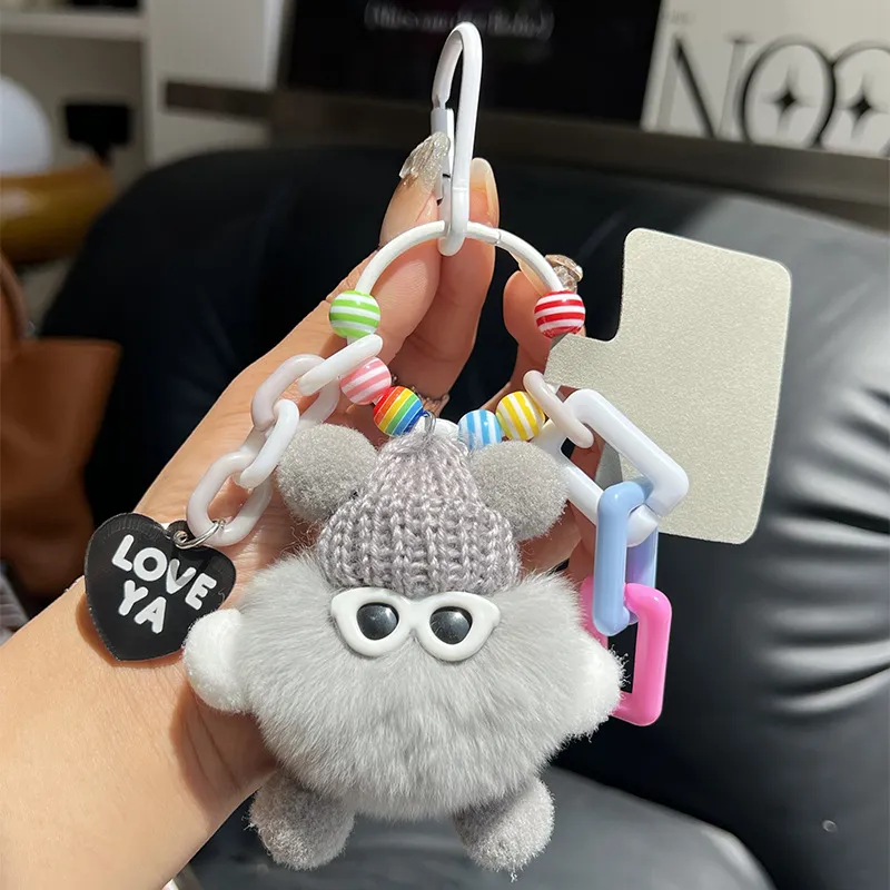 Factory Sale Custom OEM 8cm Cute Plush Small Briquette Rabbit Keyring Car Schoolbag Keychain