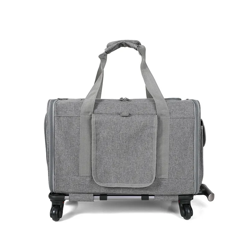 2024 Luxury Airline Approved Trolley Expandable Mesh Travel Pet Carrier Bag for Cats Dogs and Small Animals