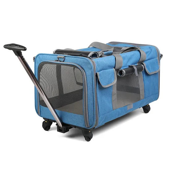 Airline Approved Wheels Pet Dog Carrier Portable Detachable Folding Pet Trolley Carrier with Wheels Pet Trolley Bag