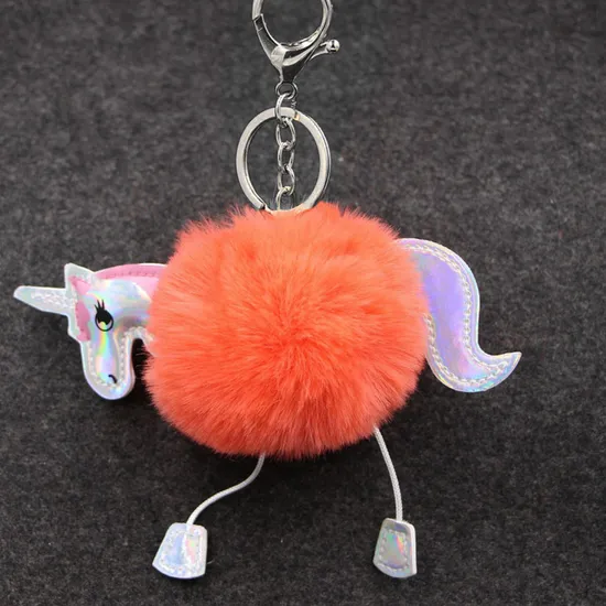 Keychain Rex Rabbit Hairball Pendant PU Leather Cartoon Plush Bag Manufacturers Wholesale