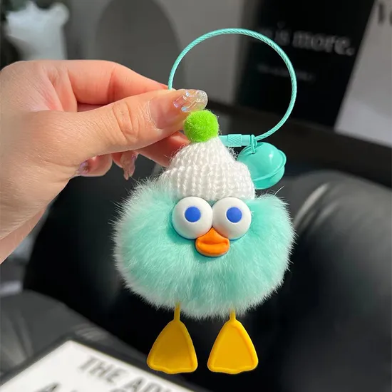 Hot Selling Imitation Fur Cute Duck Keychain Fur Ball Toys Keyring Cute Doll Pendant