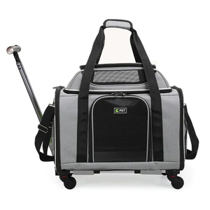 Foldable Extendable Wheeled Trolley Cat Bag Large Oxford Dog Backpack Pet Carrier