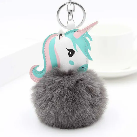 Fur Ball Horse Keychain Pompom Rabbit Fur Ball Key Chain Fluffy Car Pendant Bag Charm Gift Plush Fur Keychain