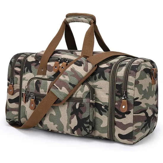 Custom Factory Low Price High Density Cotton Canvas Duffle Bag for Travel 50L Duffel Overnight Weekender Bag