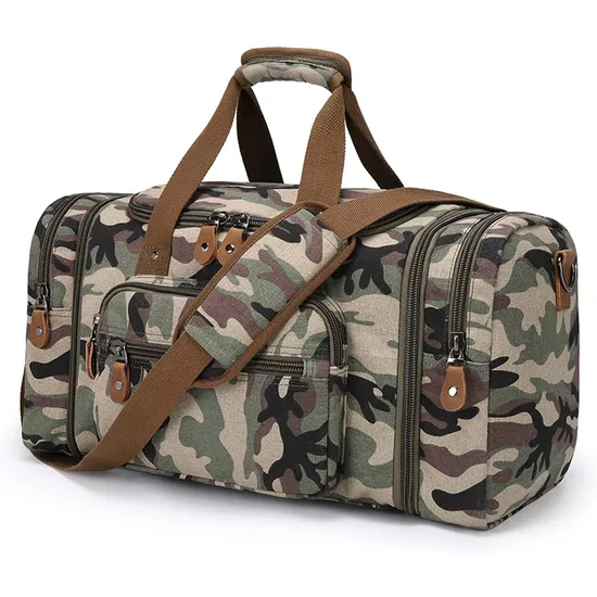 Custom Factory Low Price High Density Cotton Canvas Duffle Bag for Travel 50L Duffel Overnight Weekender Bag