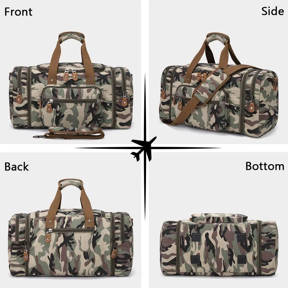 Custom Factory Low Price High Density Cotton Canvas Duffle Bag for Travel 50L Duffel Overnight Weekender Bag